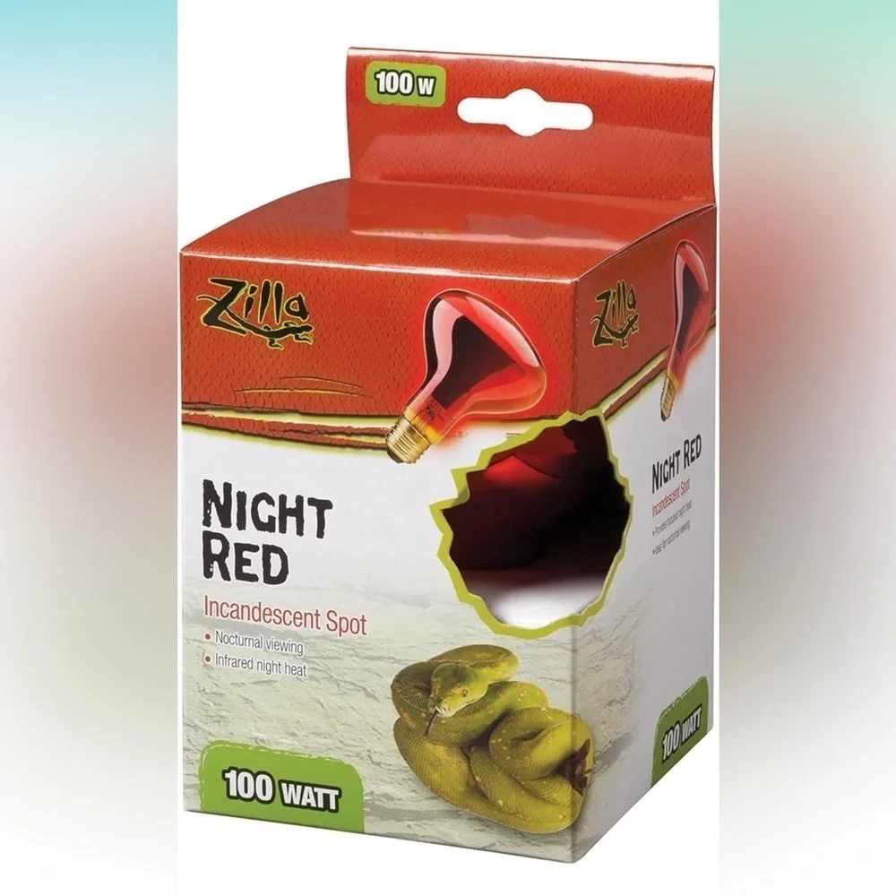 Zilla Incandescent Spot Bulbs Night Red 100 Watts for Reptiles.